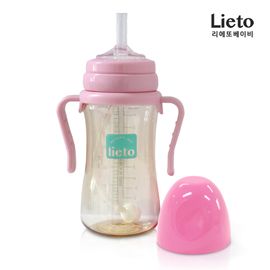[Lieto_Baby] Weighted Straw Trainer Cup for Baby, 300ml, Pink, Free Gift  Refill Straw + Straw Cleaning Brush _ PPSU Safe Materia l_ Made in KOREA